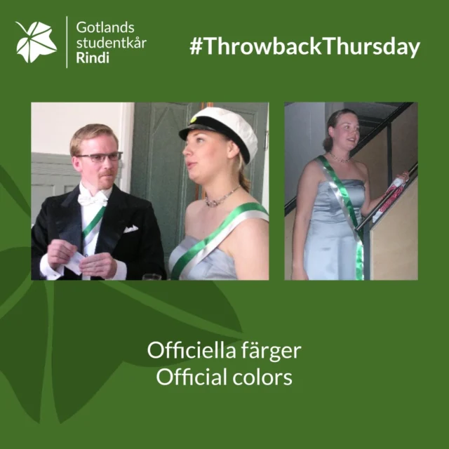 Throwback från ?

Visste ni om att Rindis officiella färger en gång i tiden var grön och silver? 

Enligt dåtidens stadgar var det okej att ersätta silver med grått när den metaliska färgen inte var lämpad. Exakt när färgerna ändrades är okänt likaså när bilderna är tagna. Numera är färgerna grön och röd.

UPPDATERING: Bilderna är från Rektorsinstallationen 2004 när campuset drevs som HGO.

-

Throwback from ?

Did you know that Rindi’s official colors once upon a time were green and silver? 

According to the bylaws of that time, it was okay to replace the silver with grey when the metallic color was not suitable. Exactly when the colors were changed is unknown, as when the photos were taken. Nowadays the colors are green and red.

UPDATE: The photos are from the 2004 Vice Chancellor inaguration back when the campus was ran as HGO.

#tbt