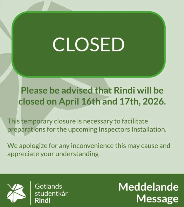 Building will be closed on 16th and 17th April'26

---------

Byggnaden håller stängt den 16–17 april 2026