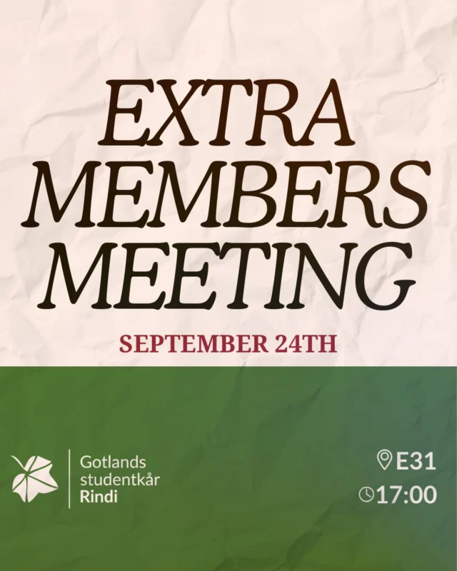 📢🌿An extra members meeting will be taking place on the 24th of September! We look forward to seeing you there.

Where? E31 (E-building)
When? 17:00, September 24th.

🌿📢 24e September är det extra medlemsmöte!

Var? E31 (E-byggnaden)
När? 17:00, 24e September